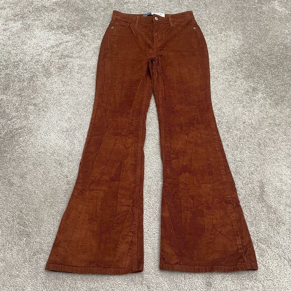 Old Navy Higher High Rise Flare Stretch Smooth Pockets Corduroy Pants Womens 4P - Picture 1 of 12